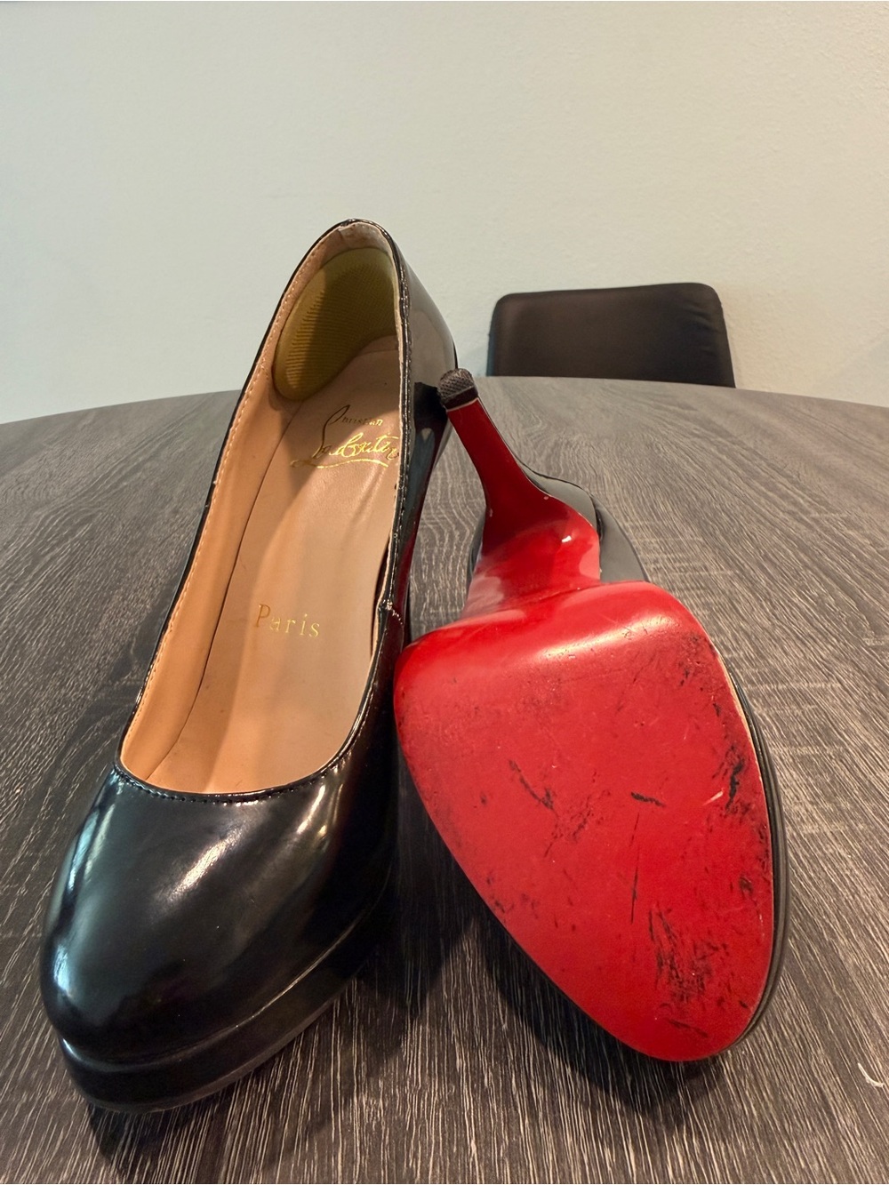 Christian Louboutin Black Patent Pumps with Signature Red Sole